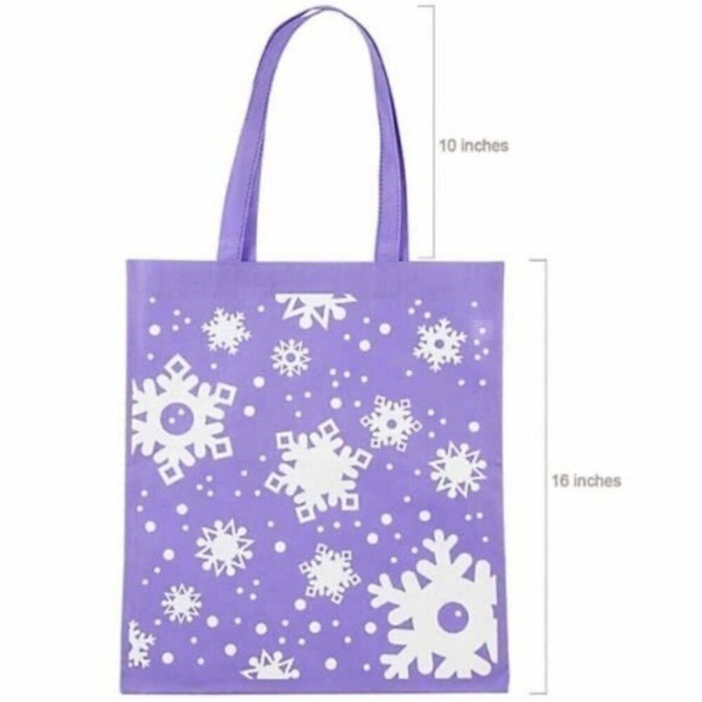 16" x 15" Large Snowflake Nonwoven Tote Bag - Purple